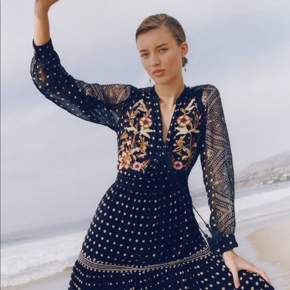 Anthropologie Cassidy Embroidered Midi Dress-SZ 4